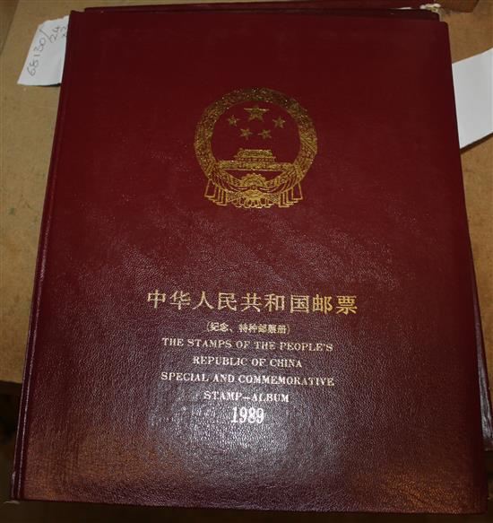 3 Chinese stamp albums, 1988, 1989 and 1990